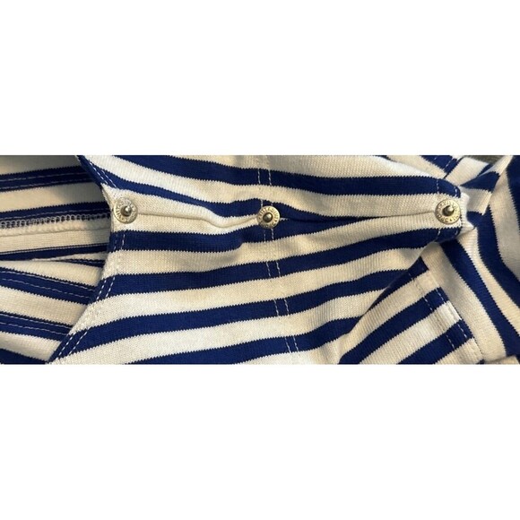 Vittadini Sport NAVY BLUE & WHITE Striped Short Sleeve Thick Cotton Shirt-S  NWT - Picture 6 of 7